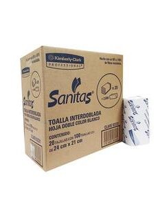 Sanitas TToalla Interdoblada Blanca 100 HD / Caja con 20 paquetes