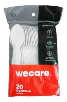 Cucharas desechables Wecare medianas biodegradables 20 pzas