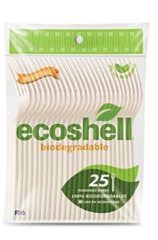 Tenedores Desechables Ecoshell Biodegradables Pasteleros 25 Tenedores