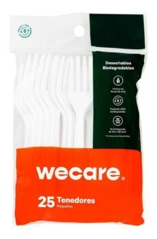 Tenedores Wecare biodegradables Pasteleros 25 pzas