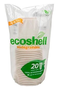 Vasos Desechables Biodegradables Ecoshell Capacidad de 12 Onzas 20 Vasos